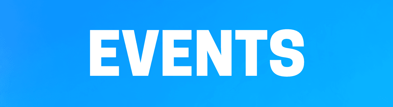 Blue "Events" TSX Home Page Banner that introduces events within the City of Taylor.