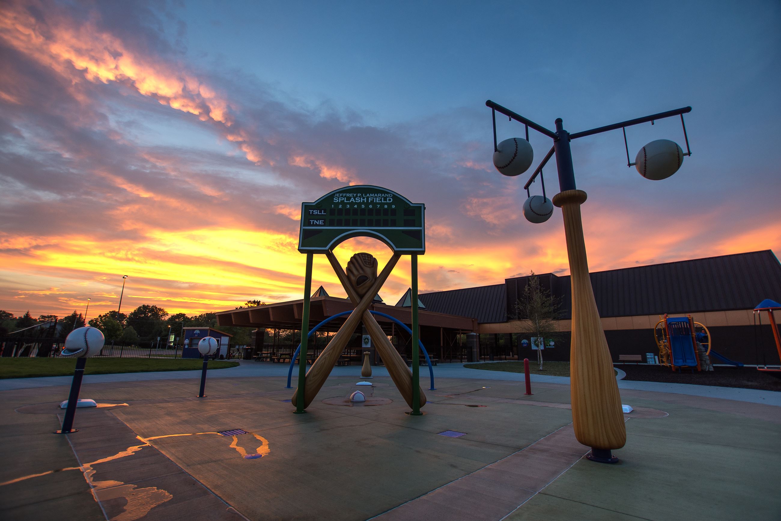 Taylor Splash Pad in a sunset.